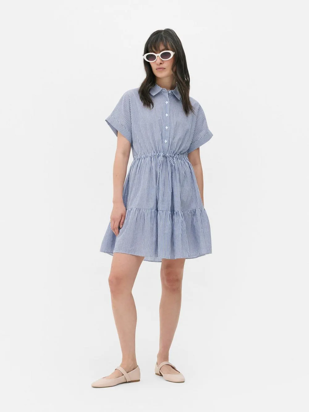 Kurzärmeliges Mini-Hemdkleid