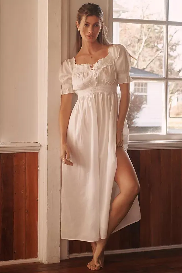 By Anthropologie Puff-Sleeve Midi Dress