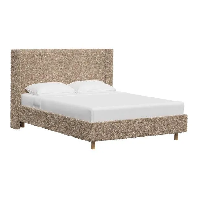 Red from Scalamandre crafted by Cloth & Company Full Hudson Platform Bed in Plush Boucle Camel