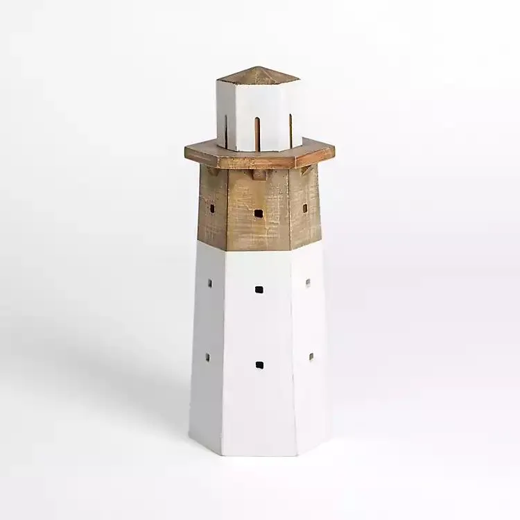 White Wood Lighthouse Statue, 18 in.