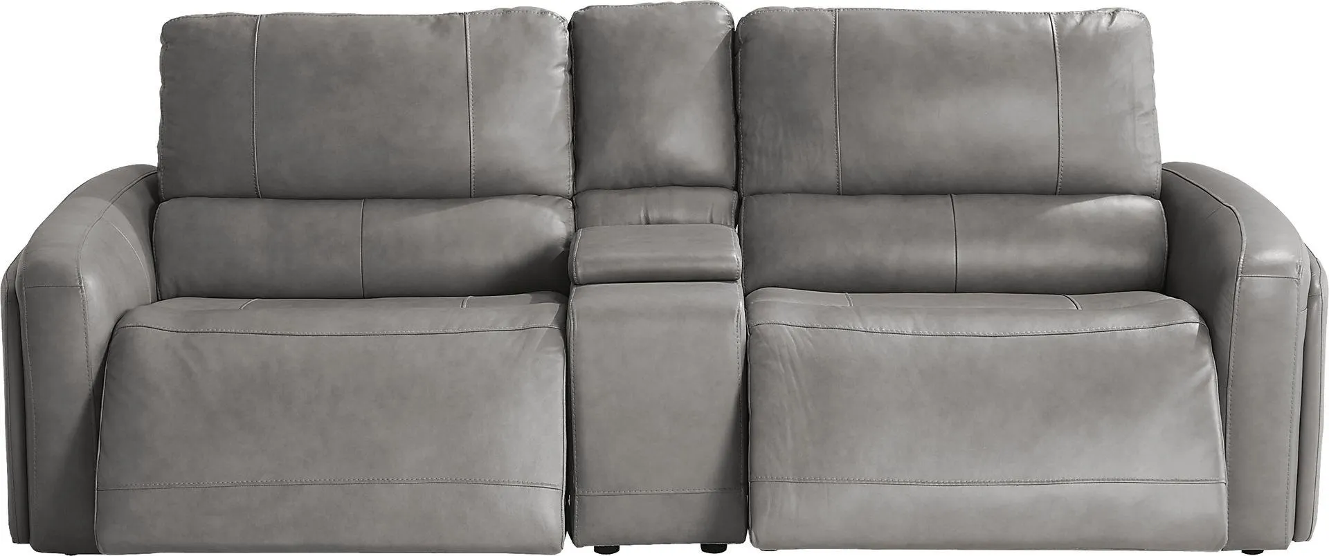 Cascade Way by Shaquille O'Neal Home Gray Leather 3 Pc Dual Power Reclining Sofa
