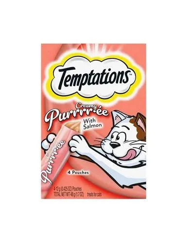 Whiskas Temptations Creamy Puree Salmon Cat Treats, 1.7 Ounces