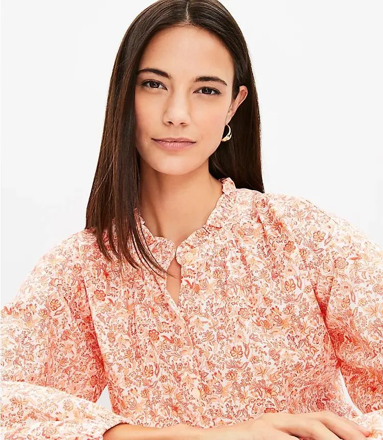 Jungle Ruffle Neck Poet Blouse