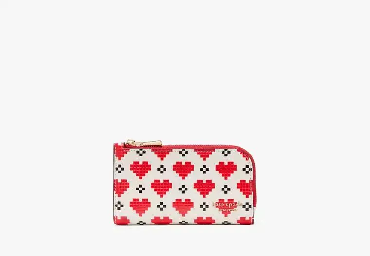 Devin Pixel Hearts Small Slim Bifold Wallet