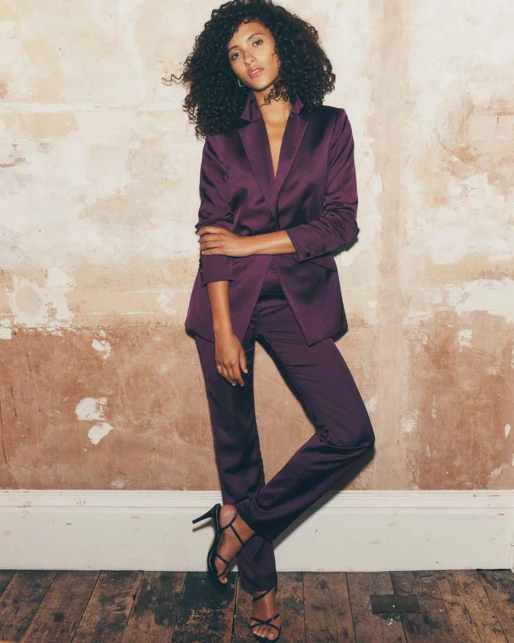 High Rise Satin Straight Pants