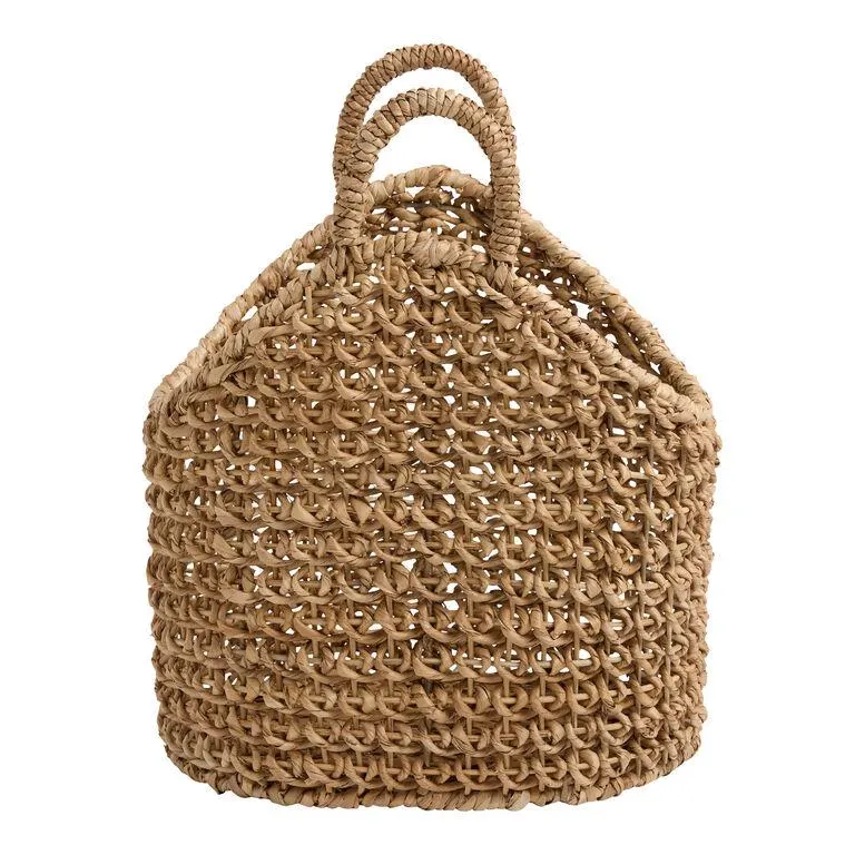 Adora Water Hyacinth and Rattan Tote Basket