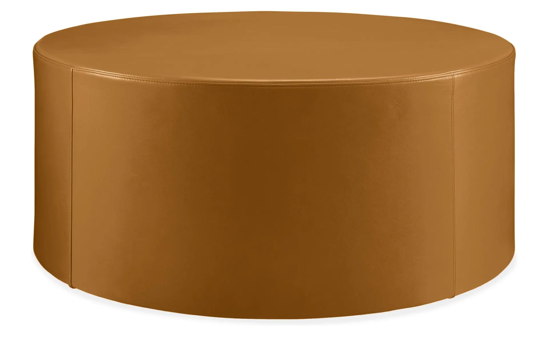 Aero 36 diam 15h Round Ottoman in Vento Camel Leather