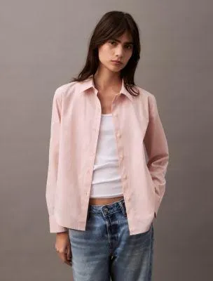 Poplin Pinstripe Classic Button-Down Shirt