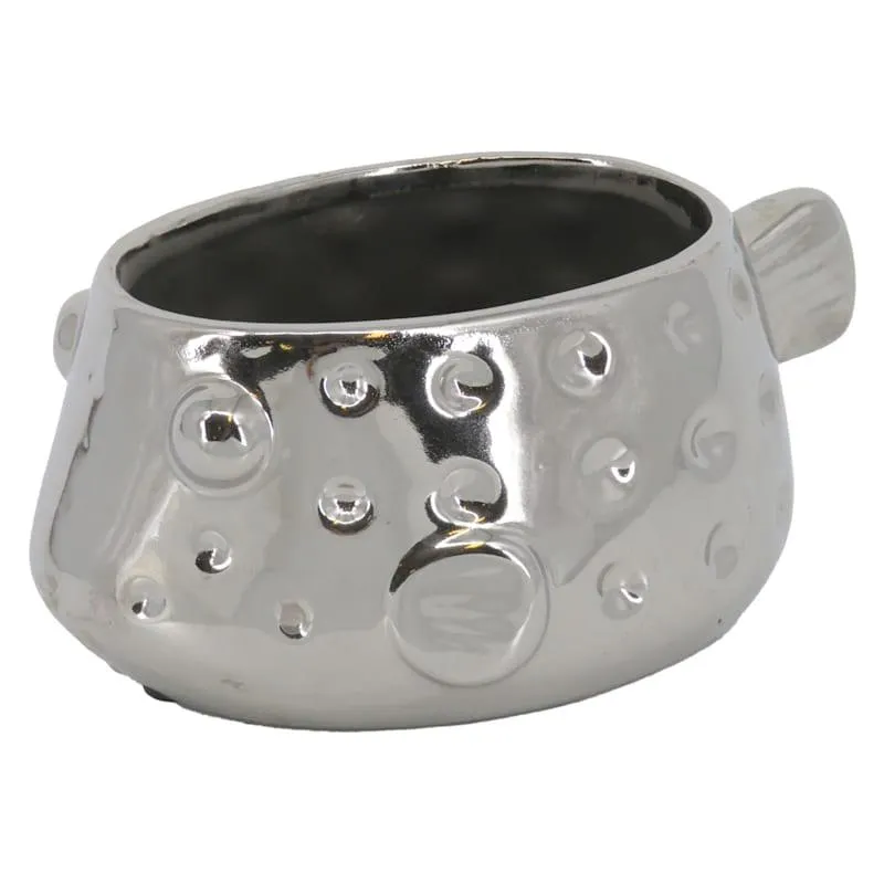 Indoor Chrome Blowfish Pot, Small