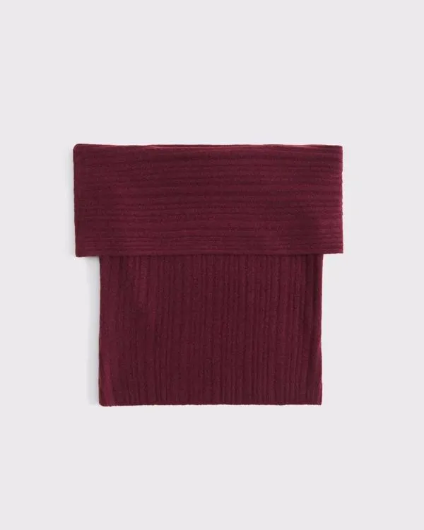 Ribbed Foldover Off-The-Shoulder Sweater Top