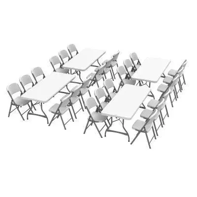 Lifetime (4) 6-Foot Stacking Tables and (24) Chairs Combo (Commercial)