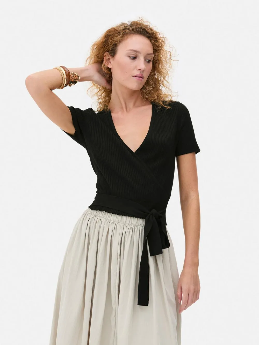 Ribbed Wrap Top