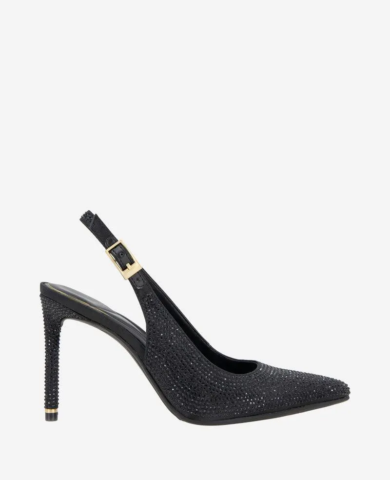 Quinnly Crystal Slingback Heel - BLACK CRYSTAL