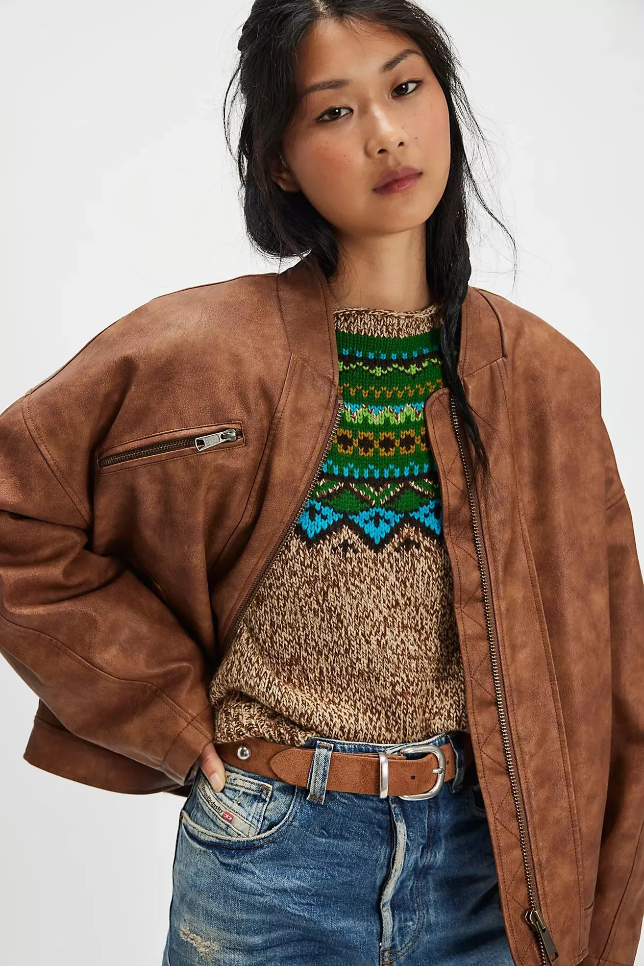 We The Free Vinny Vegan Leather Bomber