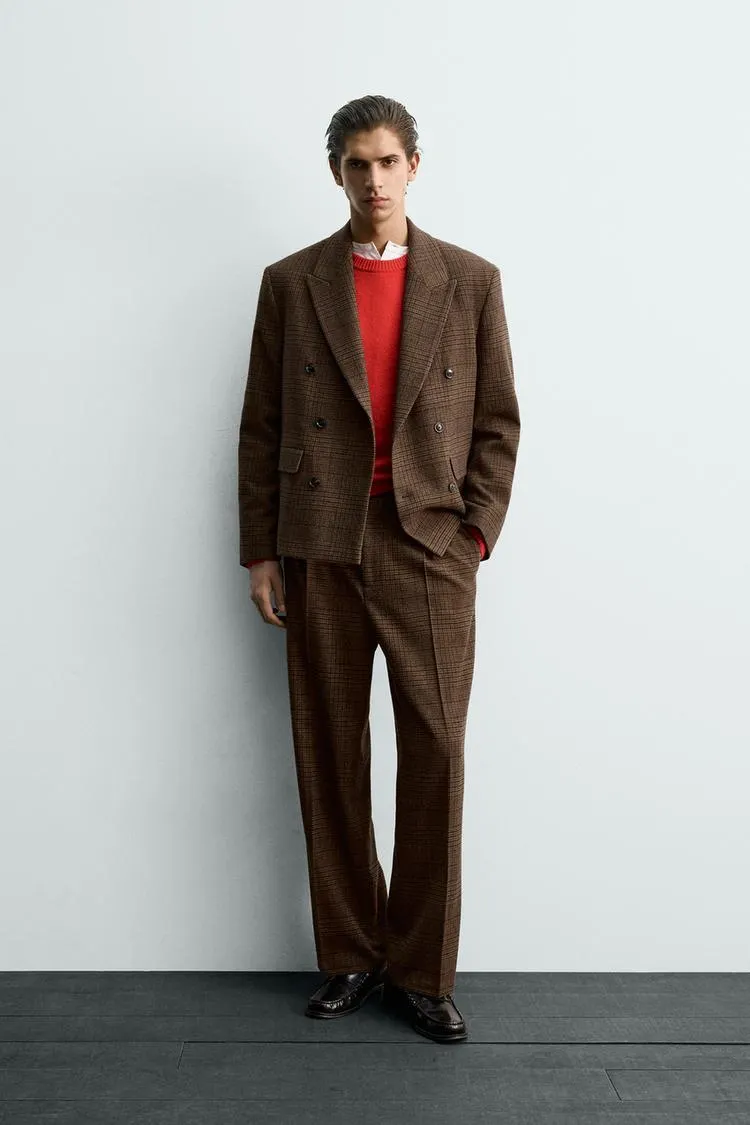 PLAID SUIT PLEATED PANTS