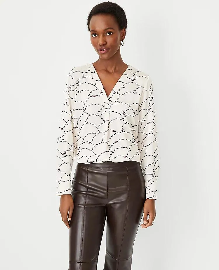 Floral Mixed Media Pleat Front Top