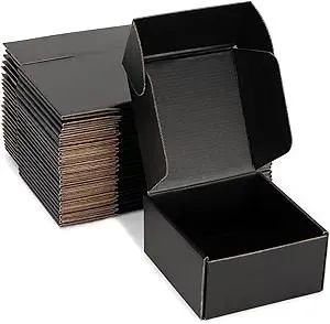 Small Shipping Boxes 6x6x3 Inch (25 Pack) - Sturdy Black Corrugated Cardboard Boxes for Small Business, Ecommerce, Mailing & Packaging | Recyclable Gift & Storage Boxes
