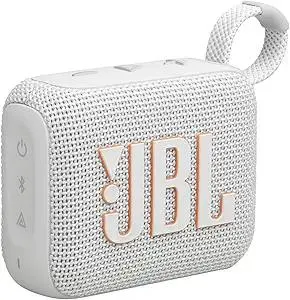 JBL Go 4 - Ultra-Portable, Waterproof and Dustproof Bluetooth Speaker, Big Pro Sound with Punchy bass, 7-Hour Built-in Battery, Made in Part with Recycled Materials (White)