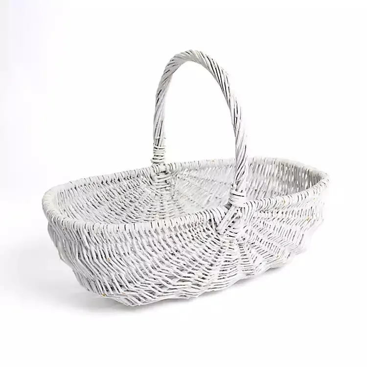 Whitewash Willow Flower Basket