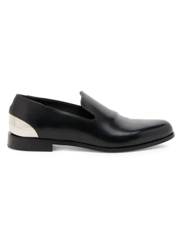 Metal Heel Leather Loafers