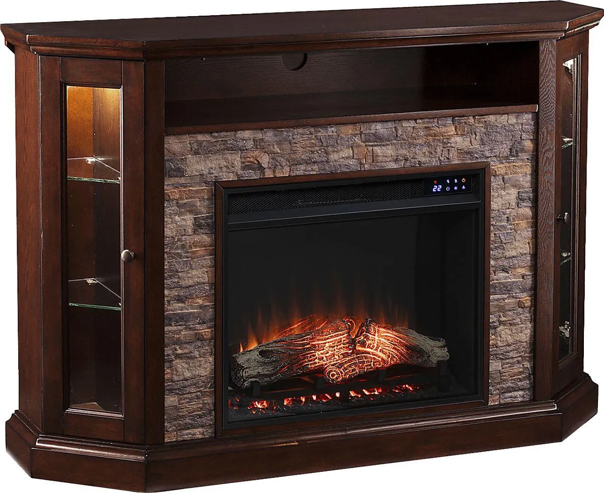 Wakerobin IV Espresso 52 in. Console With Touch Panel Electric Fireplace