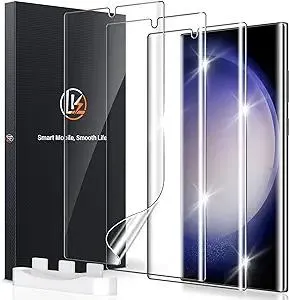 LK 3 Pack for Samsung Galaxy S23 ultra Screen Protector [Not Glass] [Support Fingerprint Unlock] Touch Sensitive, Anti-Scratch 3D Curved Max Coverage Screen Protector for Samsung Galaxy S23 Ultra