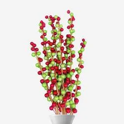 Red and Green Pearl Berry Sprays (Pack of 4 pieces)