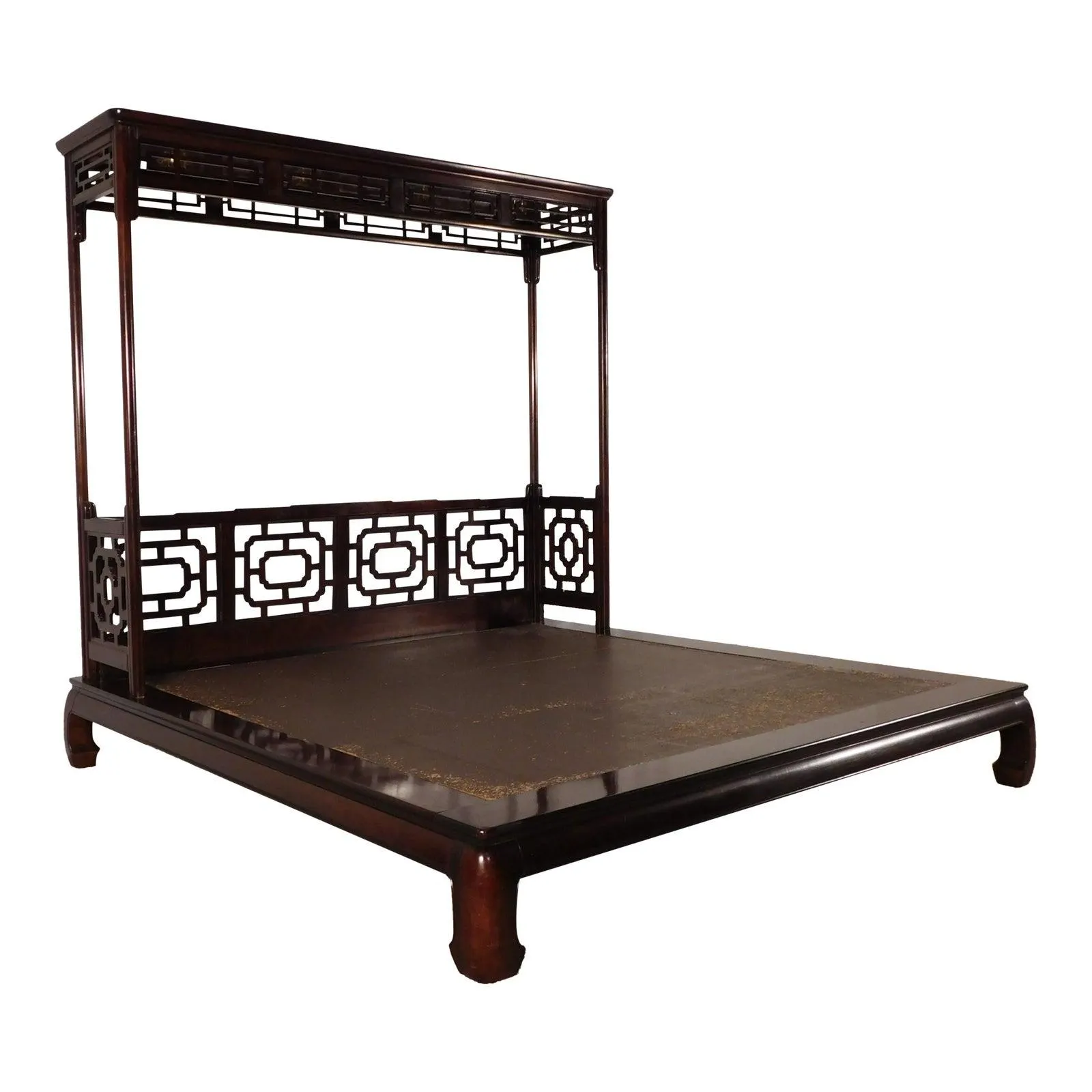 White Furniture Mandarin Collection King Size Chinese Chippendale Canopy Bed