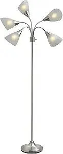 Adesso Floor Lamp with 5 Movable Shades & Adjustable Brightness – Perfect Lighting for Bedroom Decor, Beauty & Art Studio, Silver