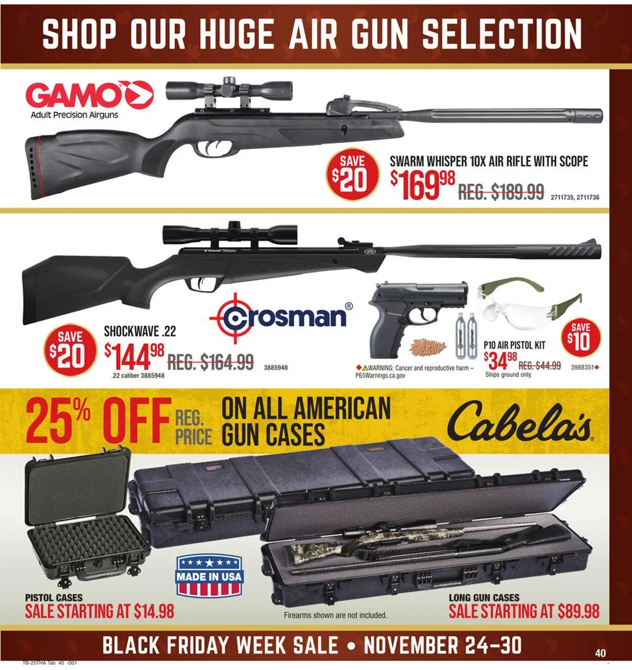 Weekly promotion Cabela's Current weekly ad spanning from November 24 to November 30 2025 - Page 39 for Catalogue 365