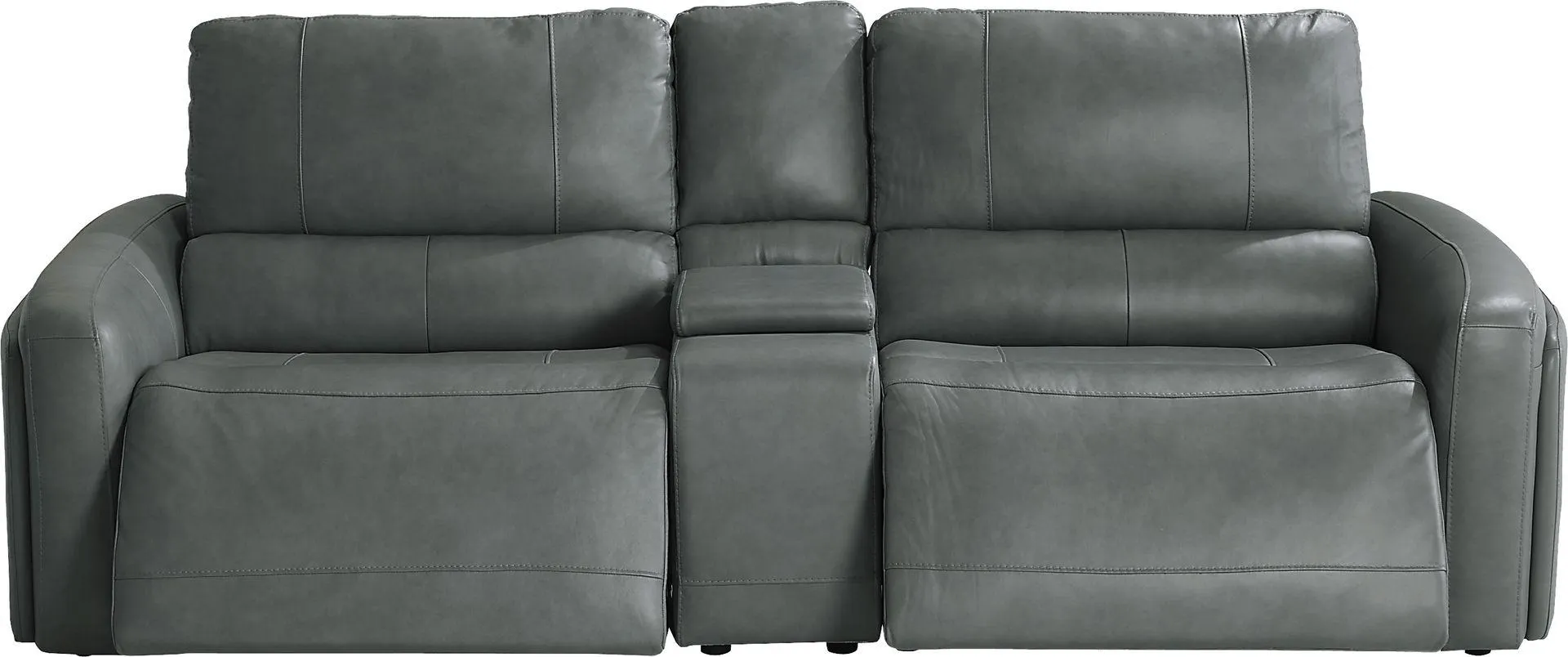 Cascade Way by Shaquille O'Neal Home Blue Leather 3 Pc Dual Power Reclining Sofa