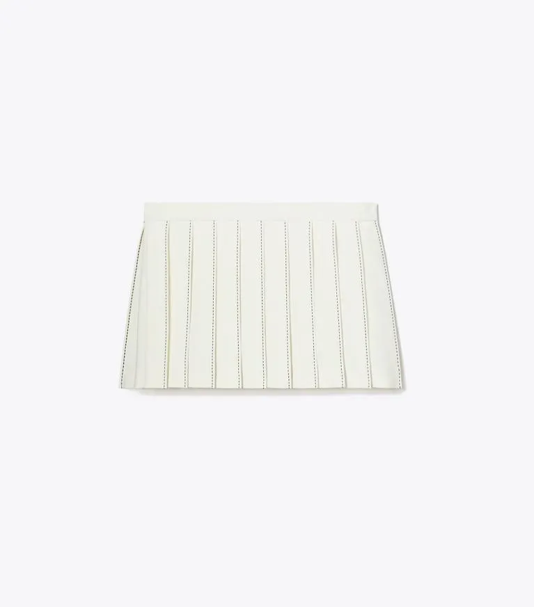 PICK STITCH PLEATED SKIRT