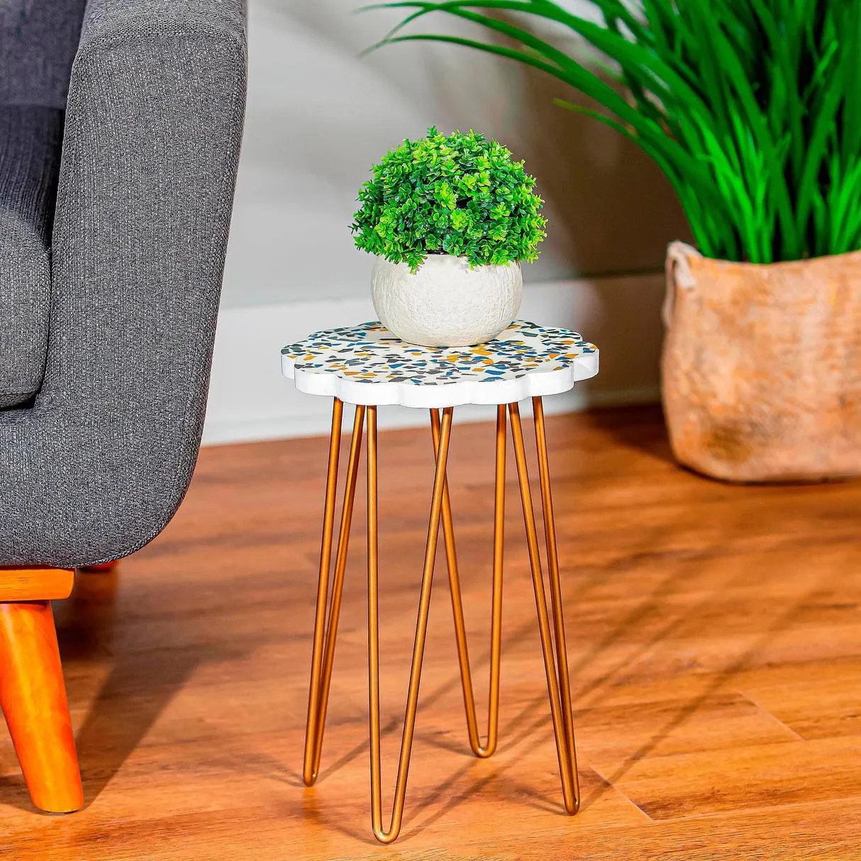Confetti Plant Stand with Metal Legs