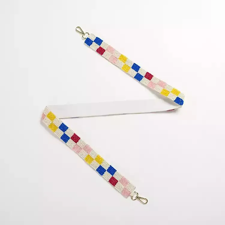 Multicolor Checker Beaded Purse Strap