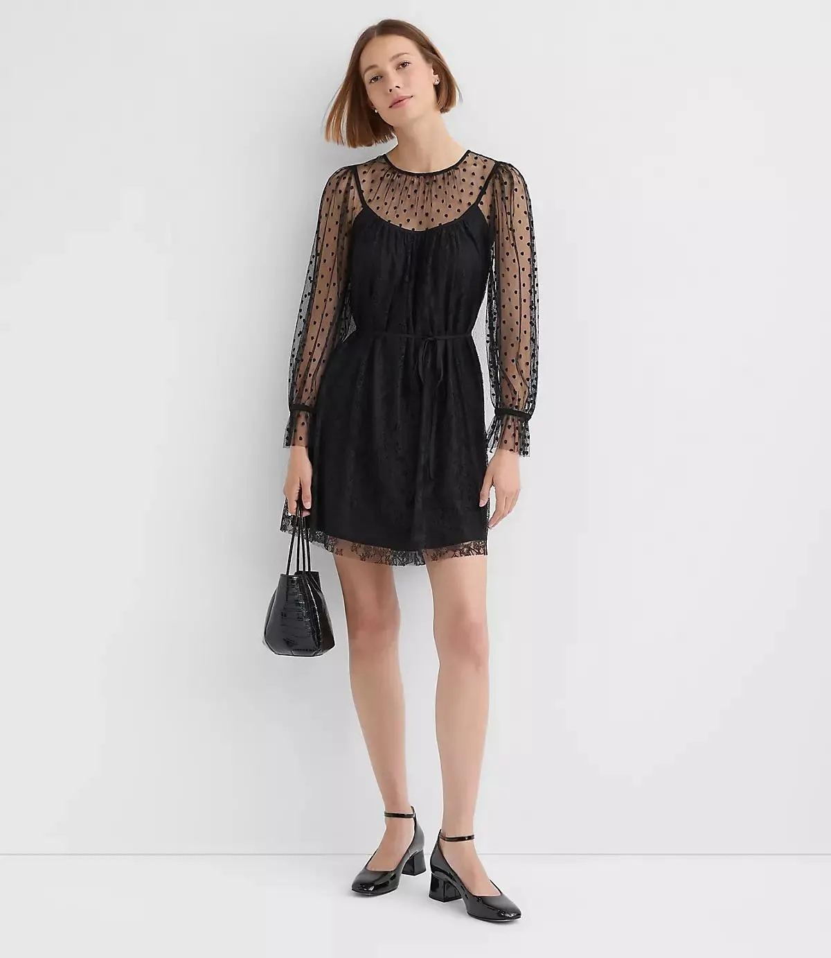 Dotted Chantilly Lace Mini Dress