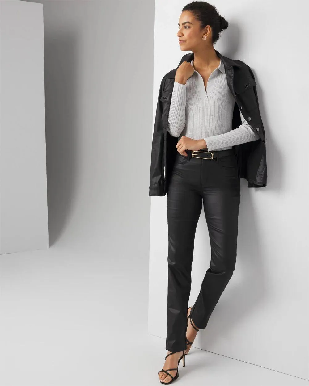 Straight Leg Coated Denim