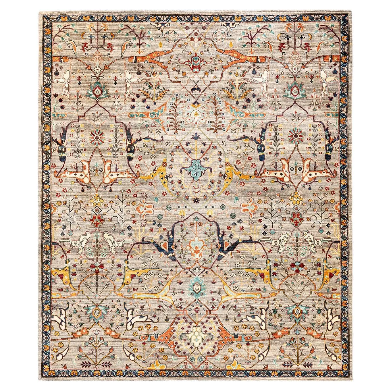 Traditional Tribal Hand Knotted Wool Brown Area Rug