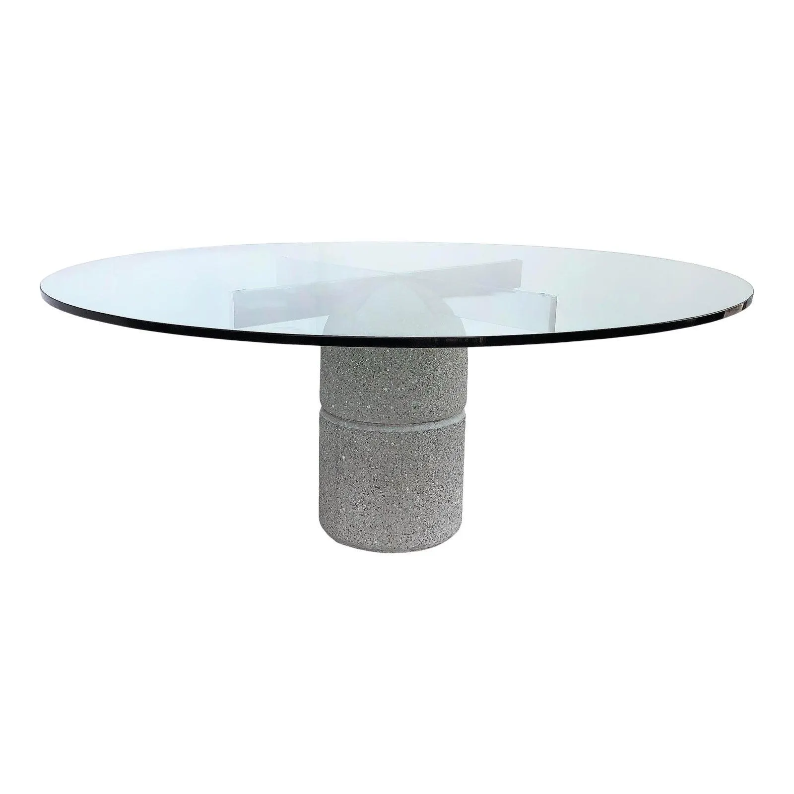 Saporiti Italia Concrete, Chrome, Glass Dining Table