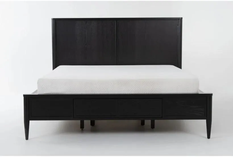 Austen Black Queen Wood Platform Bed With Side Storage | Drawers