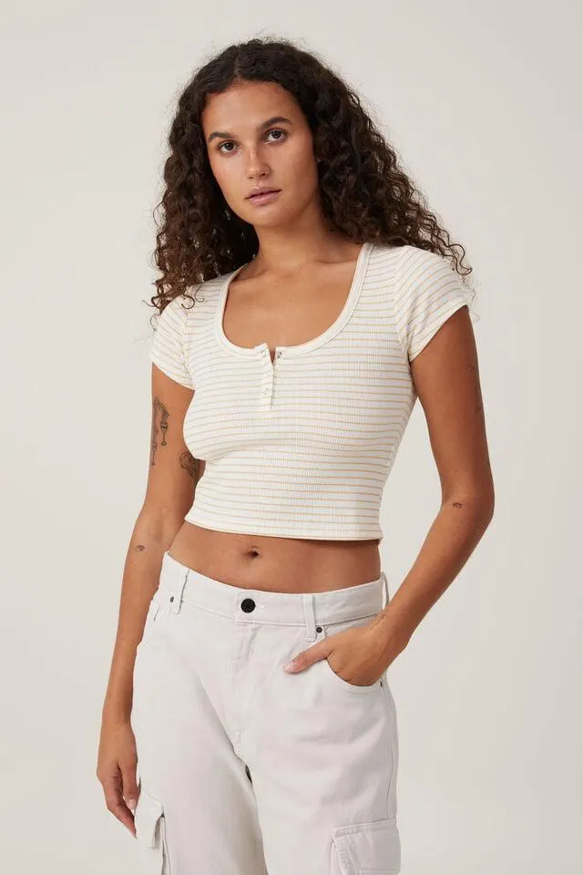 Willa Waffle Short Sleeve Henley