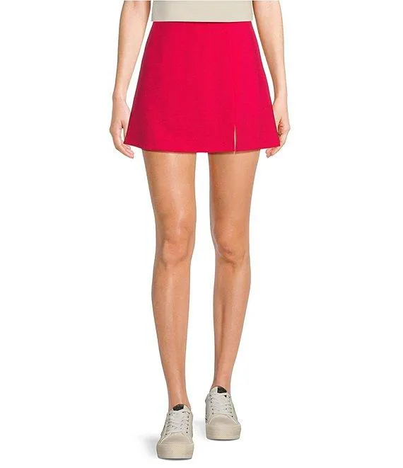 Knit Front Slit Mini Skort