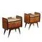 Bedside Tables in Wood, Brass and Glass, 1950s-1960s, Set of 2
