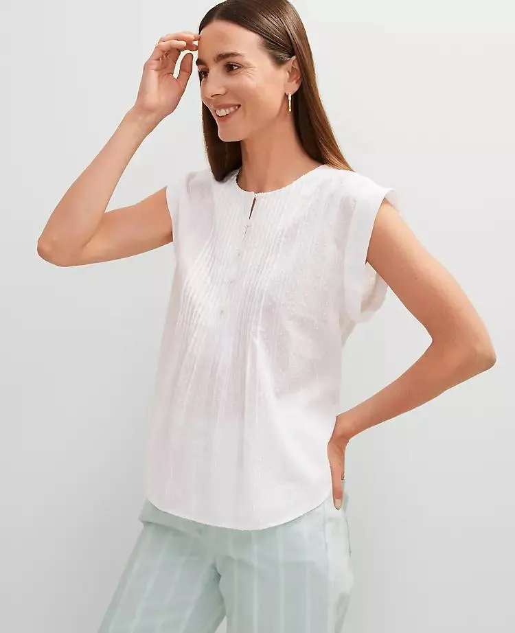 Clip Dot Pintucked Top