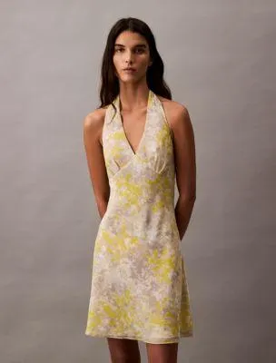 Georgette Halter Neck Mini Dress