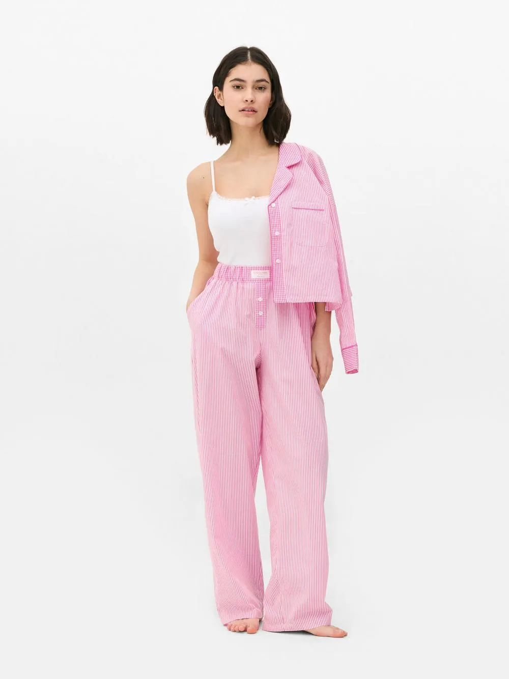 Gestreifte Schlafanzughose aus Webstoff