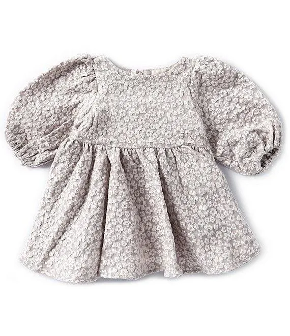 Baby Girls Newborn-18 Months Balloon Sleeve Mirae Sequin-Embellished Embroidered Minidress
