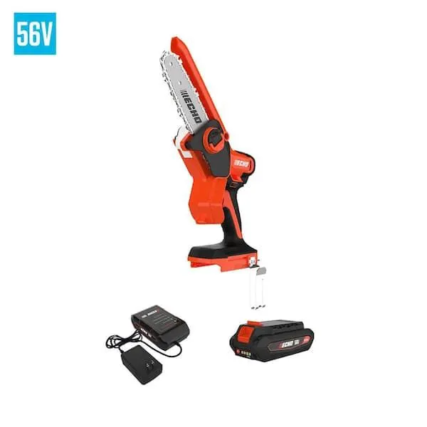 56V 6 in. Brushless Cordless Battery Powered Handheld Mini Pruning Chainsaw Kit with 2.5Ah Battery and Compact Charger