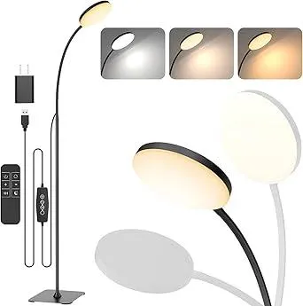 168 LED Floor Lamp with Remote Control, 2-in-1 Convertible Floor/Desk Lamp, 360° Adjustable Gooseneck, [3 Color Temperatures & 10 Brightness Levels], 10W USB Powered, Memory Function