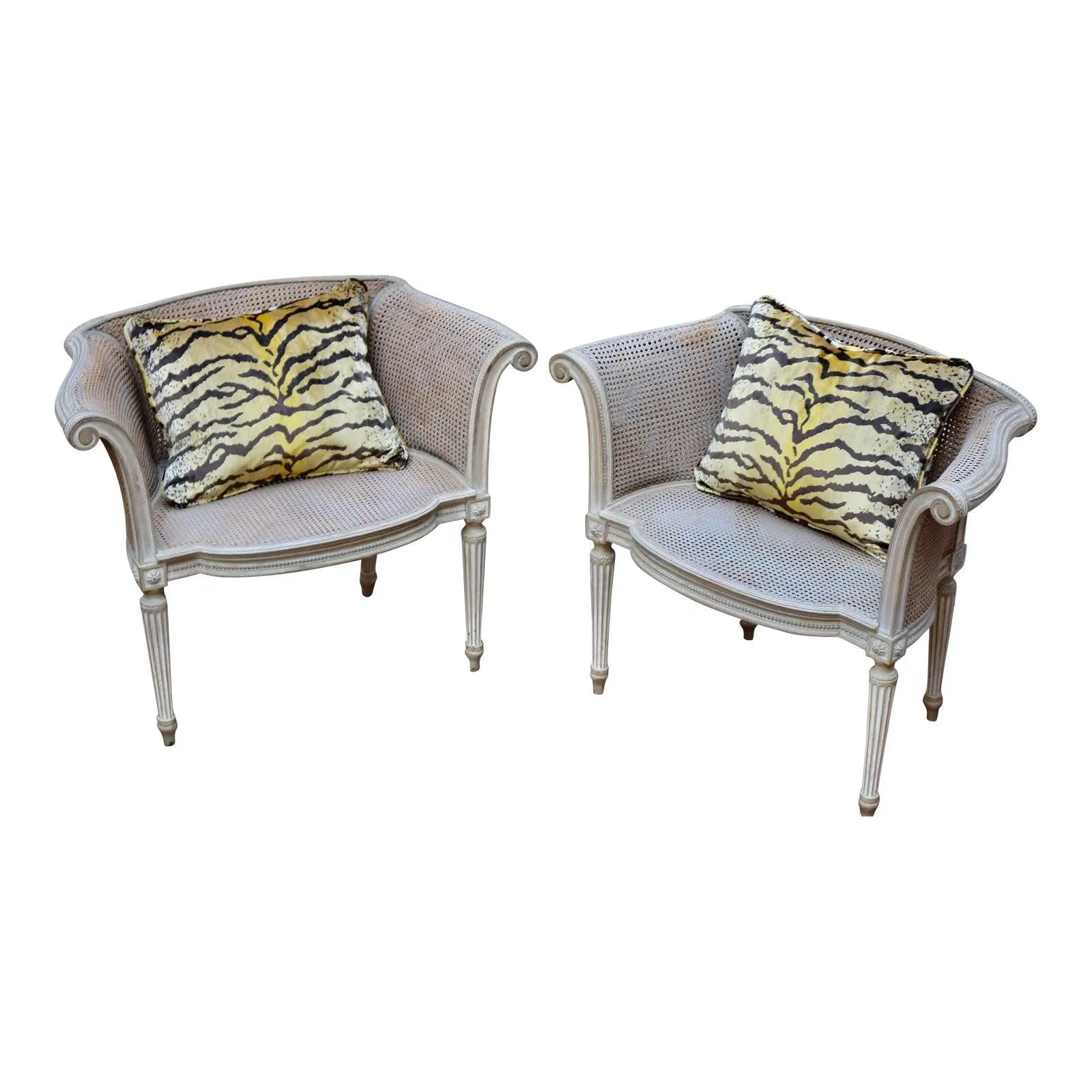 Late 20th Century French Louis XV Caned Armchairs A Pair