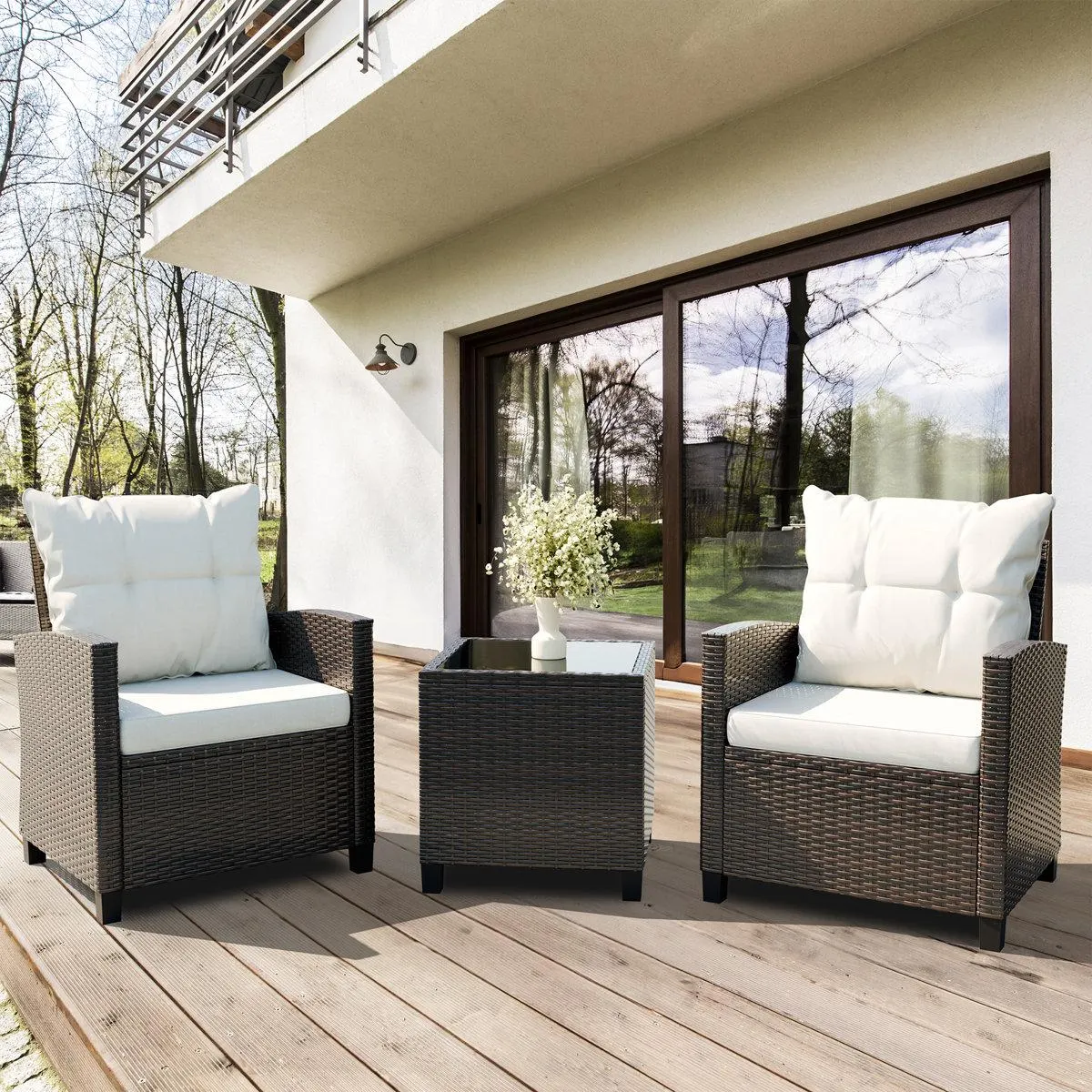 Arlayne 2 - Person Outdoor Rattan Patio Set with Cushions